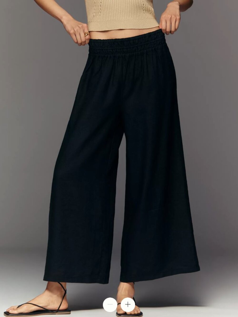 Anthropologie The Somerset Linen Pull-On Pants, Black size MP